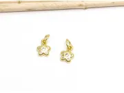 Charm floare din cubic zirconia auriu 9.5x7x2mm transparent