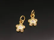 Charm floare din cubic zirconia auriu 9.5x7x2mm transparent