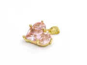 Charm inima din cubic zirconia auriu 15x14mm roz