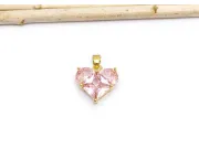 Charm inima din cubic zirconia auriu 15x14mm roz