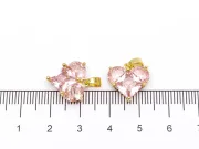 Charm inima din cubic zirconia auriu 15x14mm roz