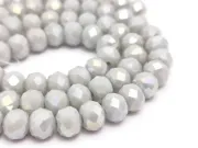 Margele cristal rondel fatetat 6x4mm gri deschis opac AB (sirag)