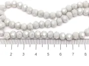 Margele cristal rondel fatetat 6x4mm gri deschis opac AB (sirag)