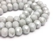 Margele cristal rondel fatetat 6x4mm gri deschis opac lustered (sirag)