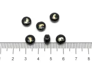 Margele de sticla lampwork cu gravura aurie in forma de picioruse 8x6mm negru