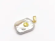 Pandantiv perle de cultura 21.5x12.5x5.5mm auriu