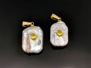 Pandantiv perle de cultura 21.5x12.5x5.5mm auriu