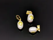 Pandantiv perle de cultura 14~11x9~6mm auriu