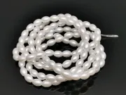 Perle de sticla ovale 6x4mm alb (sirag)