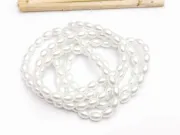 Perle de sticla ovale 6x4mm alb (sirag)