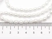 Perle de sticla ovale 6x4mm alb (sirag)