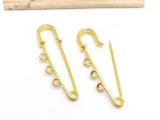 Ac de brosa cu trei bucle 50x14x7mm auriu