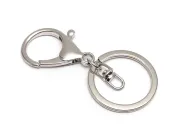Inel breloc cu inchizatoare lobster 63x30x5mm argintiu inchis
