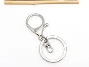 Inel breloc cu inchizatoare lobster 63x30x5mm argintiu inchis