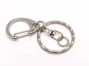 Inchizatoare carabina cu inel rotativ si inel breloc 50mm argintiu inchis