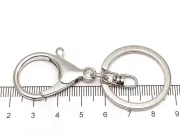 Inel breloc cu inchizatoare lobster 63x30x5mm argintiu inchis