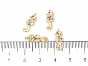 Charm calut de mare din cubic zirconia auriu 15x5.5mm