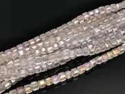 Margele cristal cub fatetat 6mm transparent AB (sirag)
