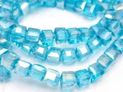 Margele cristal cub fatetat 6mm turcoaz AB (sirag)