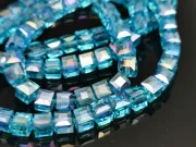 Margele cristal cub fatetat 6mm turcoaz AB (sirag)