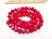 Margele cristal rondel fatetat 8x6mm rosu opac heliotrop (sirag)