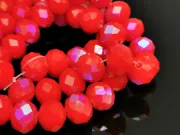 Margele cristal rondel fatetat 8x6mm rosu opac heliotrop (sirag)