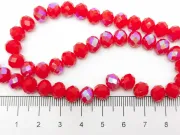 Margele cristal rondel fatetat 8x6mm rosu opac heliotrop (sirag)
