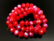 Margele cristal rondel fatetat 8x6mm rosu opac heliotrop (sirag)