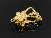 Inchizatoare cubic zirconia floare 27x11x8mm auriu