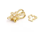 Inchizatoare cubic zirconia floare 27x11x8mm auriu