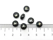 Margele de sticla lampwork cu gravura aurie in forma de batai de inima 8x6mm negru
