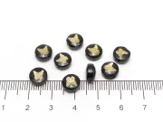 Margele de sticla lampwork cu gravura aurie in forma de fluture 8x6mm negru