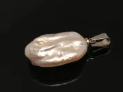 Pandantiv perle de cultura 28~24x15~14x5~4mm argintiu