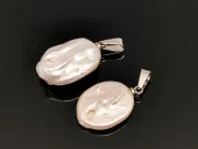 Pandantiv perle de cultura 28~24x15~14x5~4mm argintiu