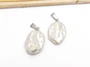Pandantiv perle de cultura 28~24x15~14x5~4mm argintiu