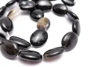 Agate negru oval plat 15x12mm (sirag)