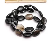 Agate negru oval plat 15x12mm (sirag)