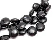 Agate negru rotund plat 14mm (sirag)