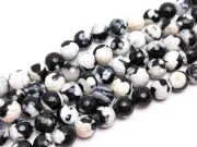 Sirag agate fire crackle fatetat sfere 10mm alb negru