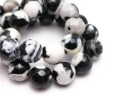 Sirag agate fire crackle fatetat sfere 10mm alb negru