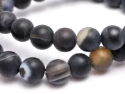 Sirag agate negru frosted sfere 6mm