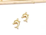 Charm otel inoxidabil 304 auriu delfin 16x10mm