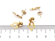 Tortite cercei otel inoxidabil 304 auriu placat IP cu opritor lacrima 13x7.5mm (2buc)