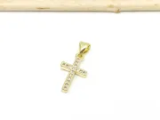 Charm cruce din cubic zirconia auriu 16x10mm