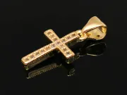 Charm cruce din cubic zirconia auriu 16x10mm