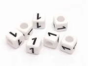 Margele acrilice cub 6x6mm - cifra 1 (10buc)