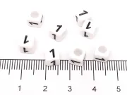 Margele acrilice cub 6x6mm - cifra 1 (10buc)