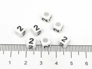 Margele acrilice cub 6x6mm - cifra 2 (10buc)