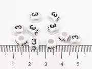 Margele acrilice cub 6x6mm - cifra 3 (10buc)