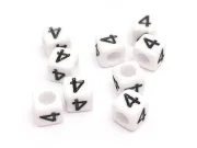 Margele acrilice cub 6x6mm - cifra 4 (10buc)